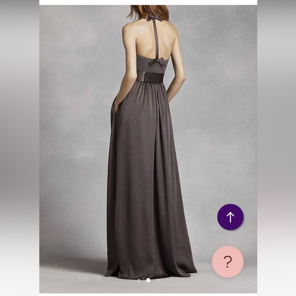 Vera Wang V-neck halter gown with sash - Picture 2 of 3